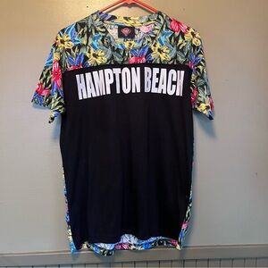 Vintage Tropical Hampton Beach New Hampshire Cotton Polyester Tee Medium